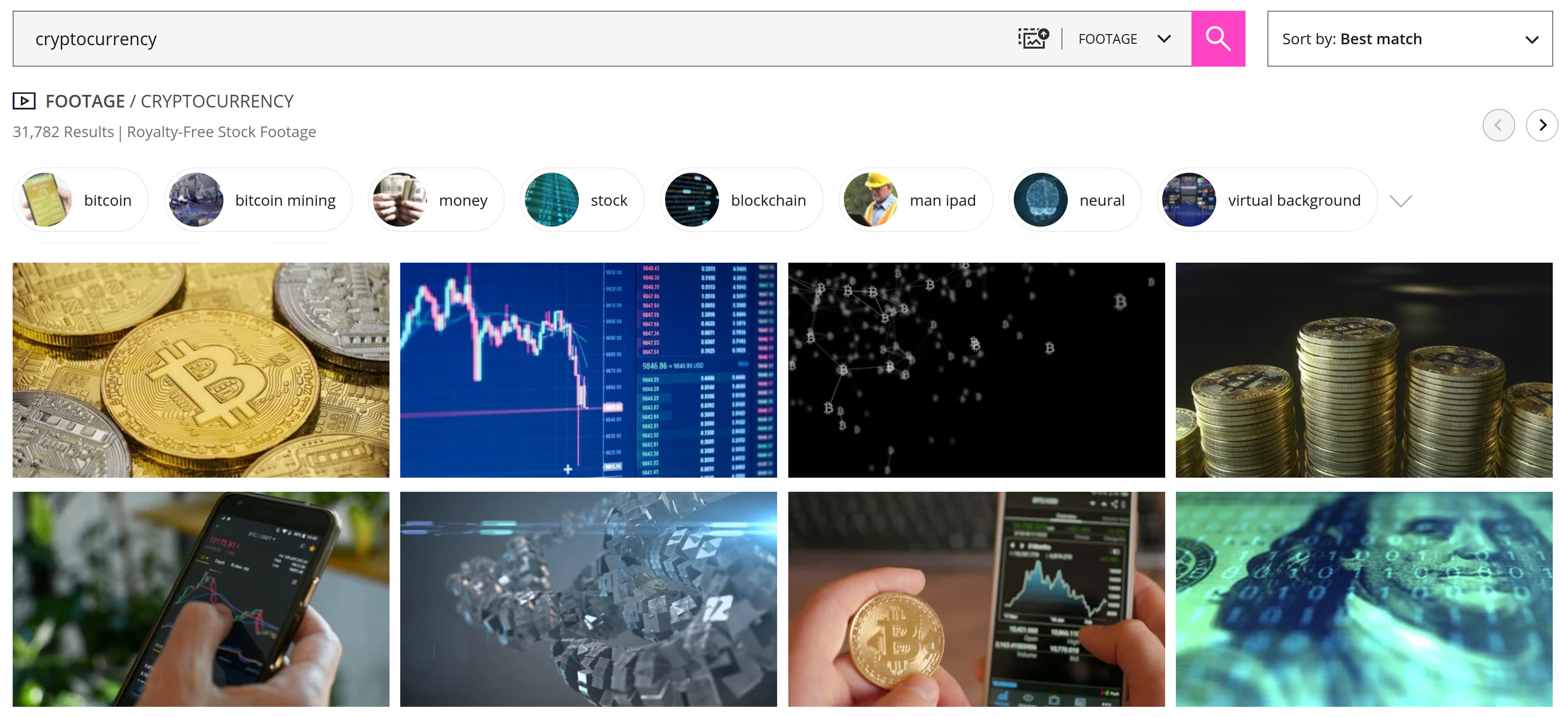Cryptocurrency search on Pond5
