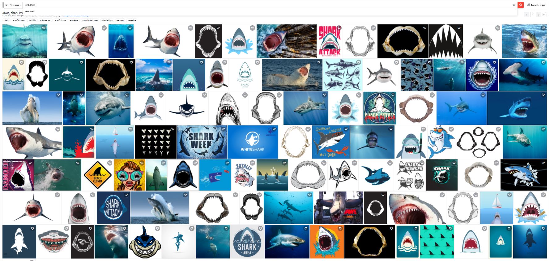 Jaws search in Shutterstock