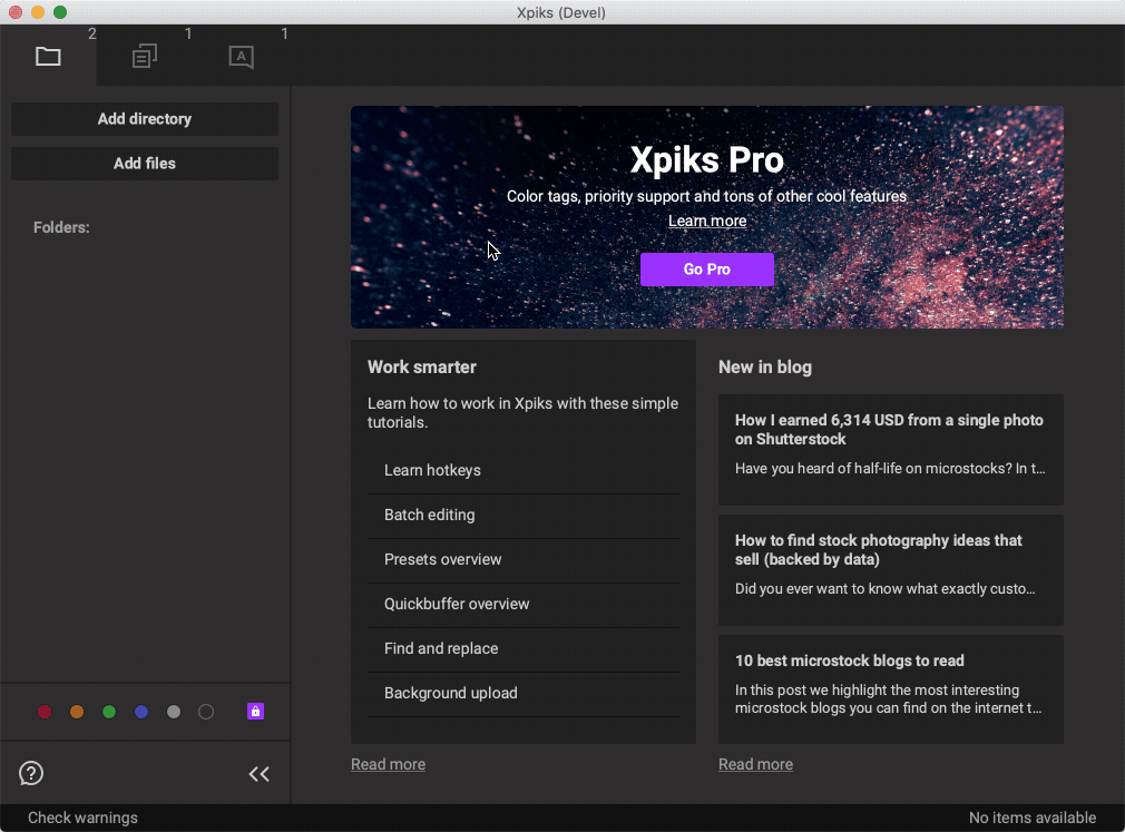 Xpiks Pro Trial from main view