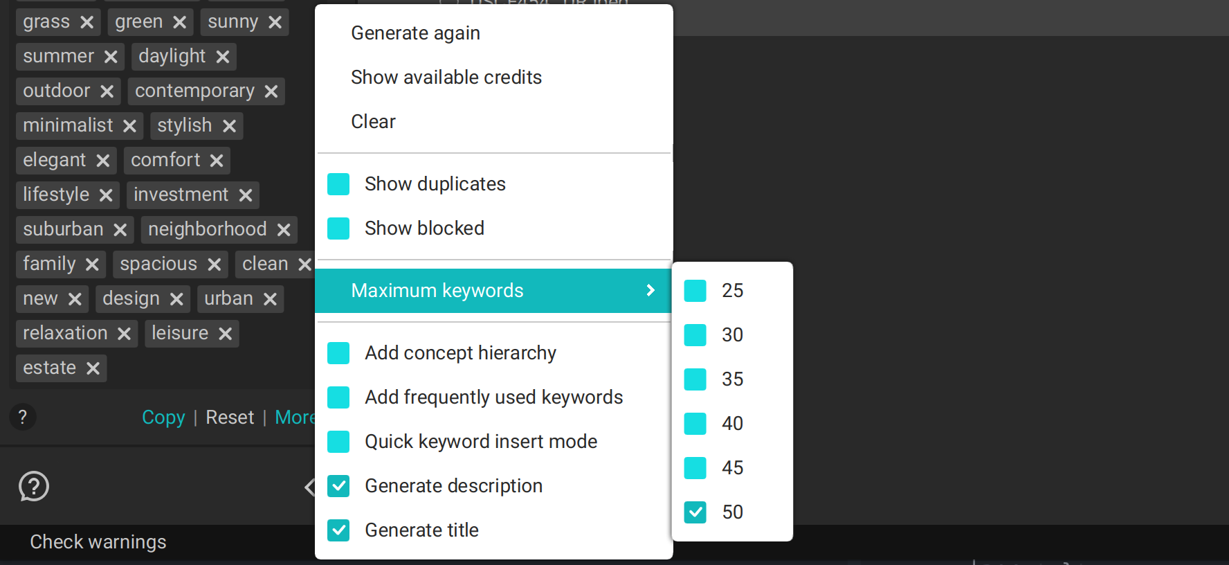 Keywords limit