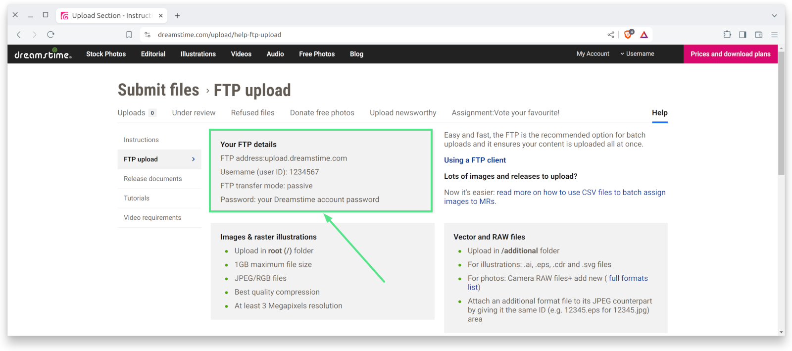 FTP password